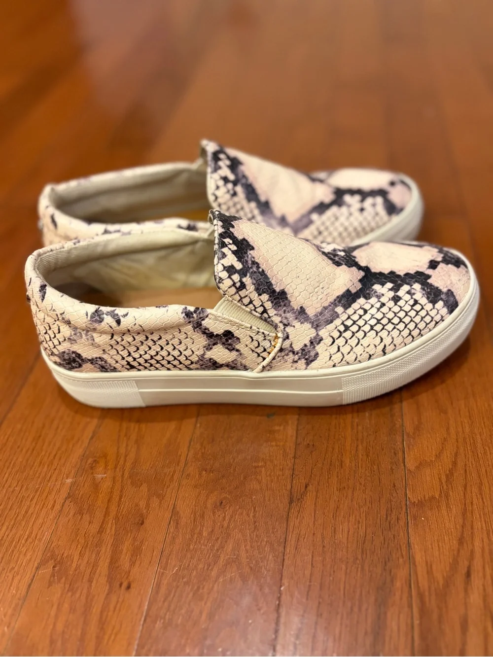 Steve Madden Pink Snake-Print Slip-On Sneakers